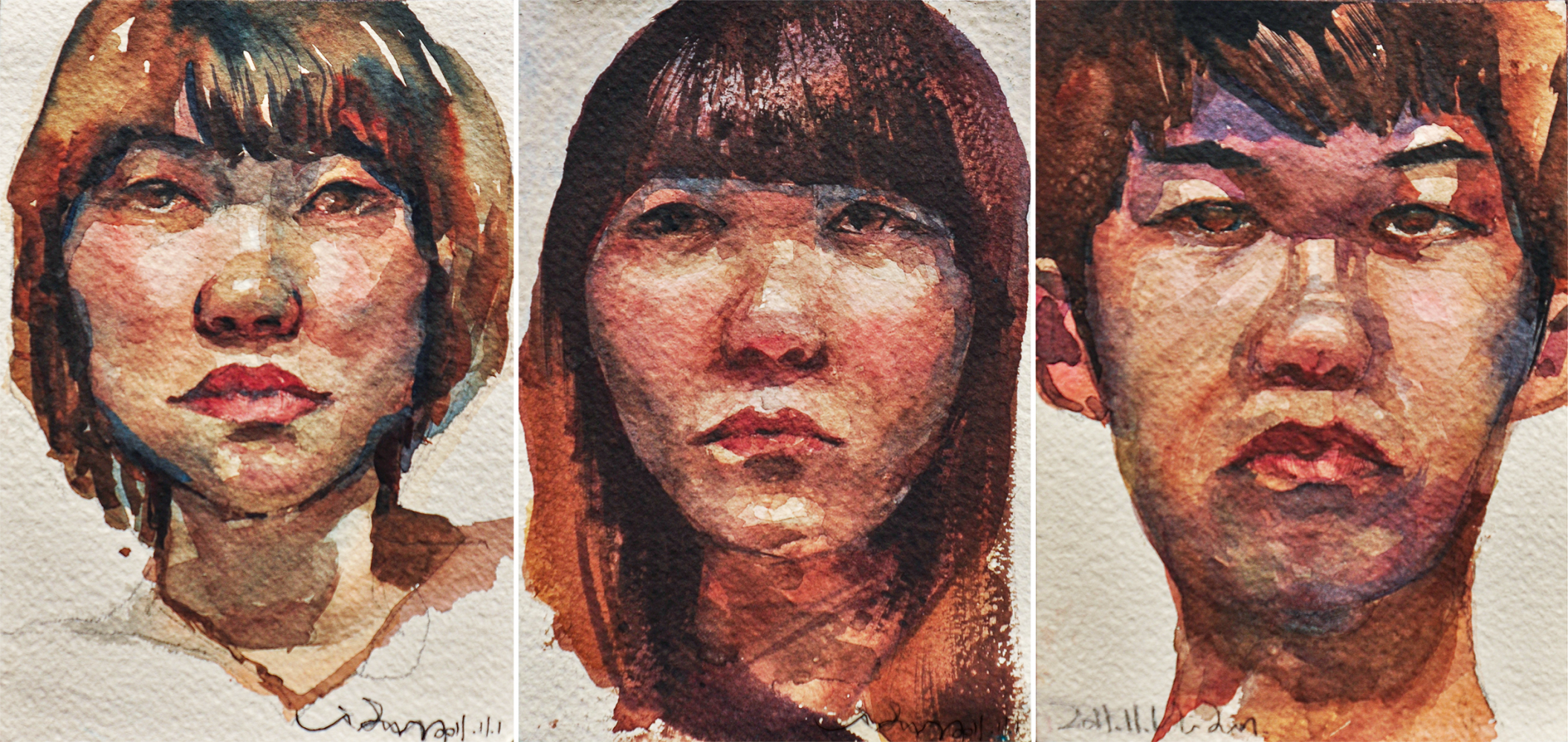 111101 Lijun Jia watercolor portraits